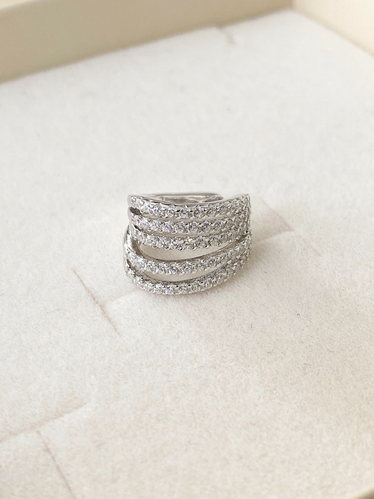 Orecchino ear cuff polsino 5 fasce in zirconi - immagine 3