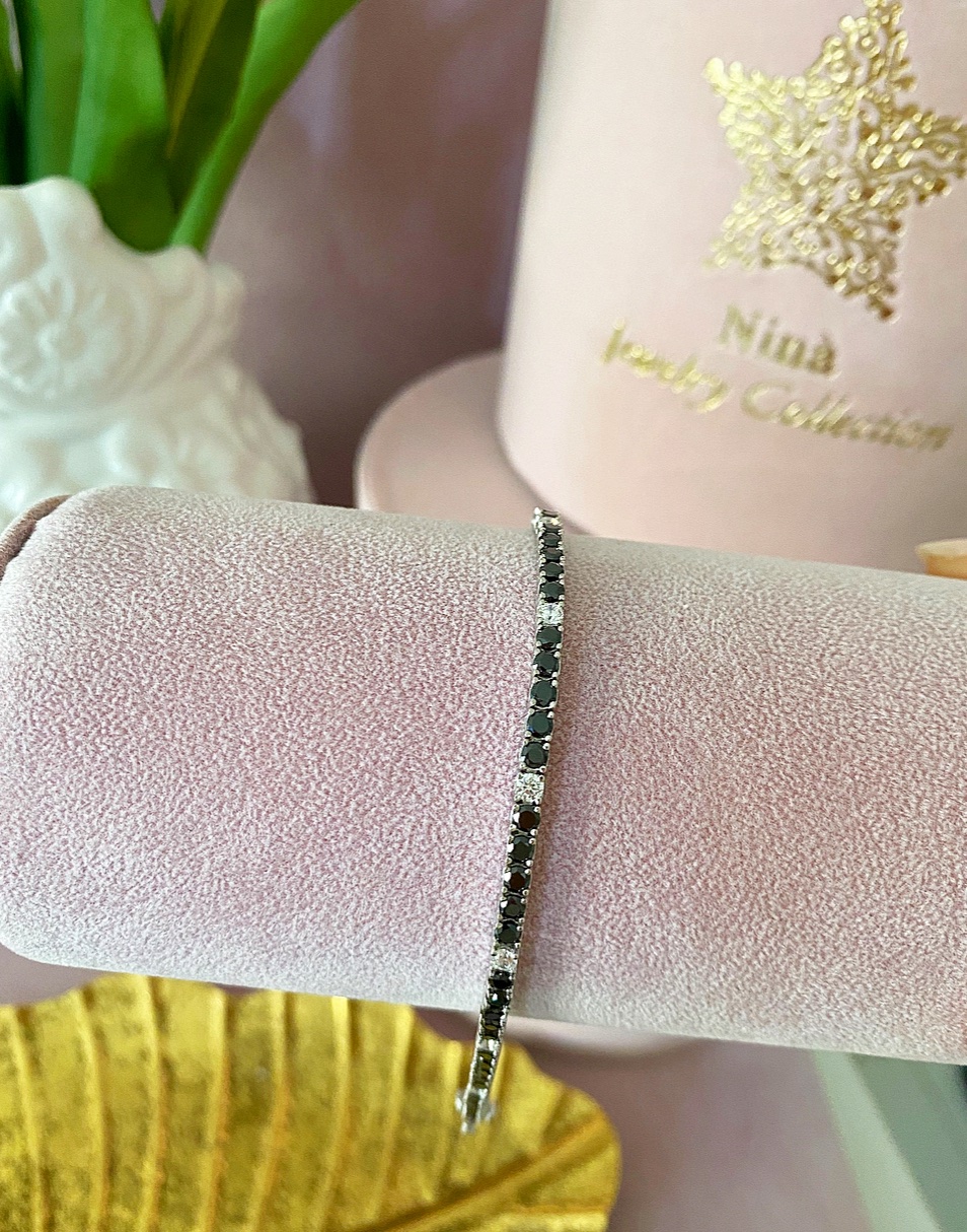 Bracciale tennis bianco e nero