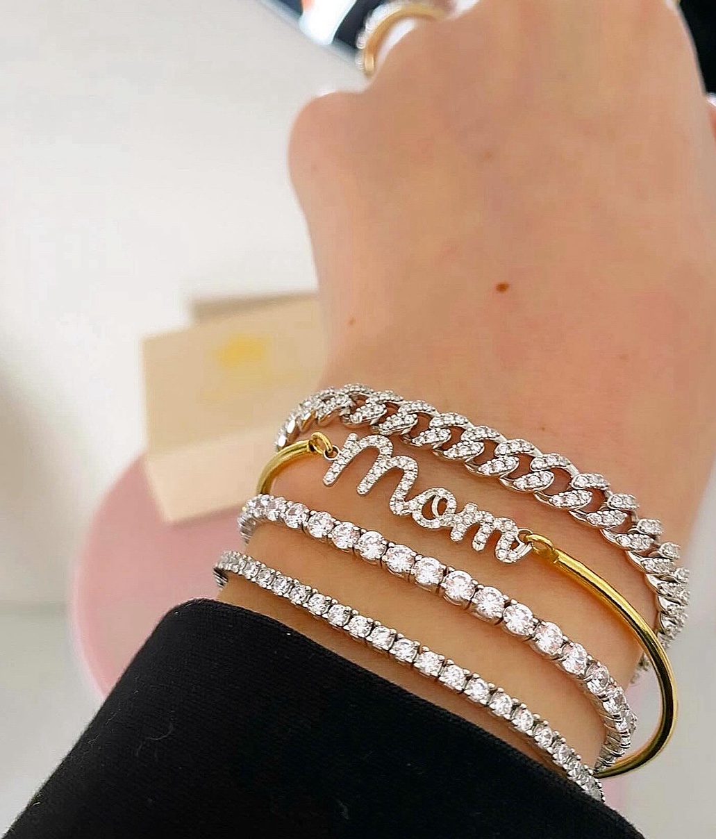 Bracciale personalizzabile con 3 elementi in zirconi - immagine 3