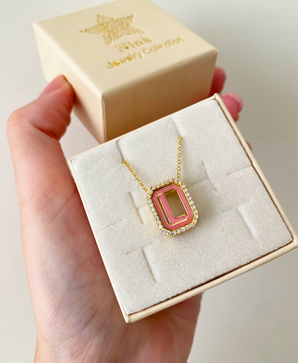 Collana lettera personalizzabile smaltata Sveva
