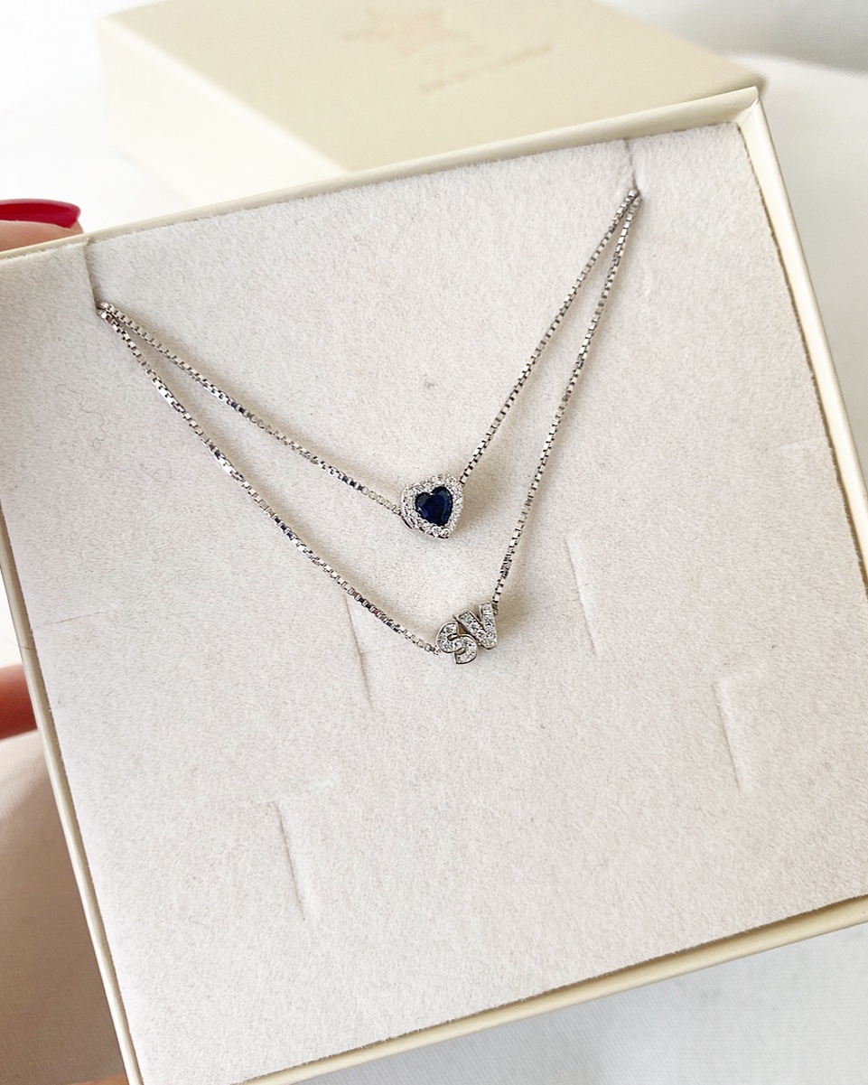 Collana due micro lettere o cuore personalizzabile Larya - immagine 2