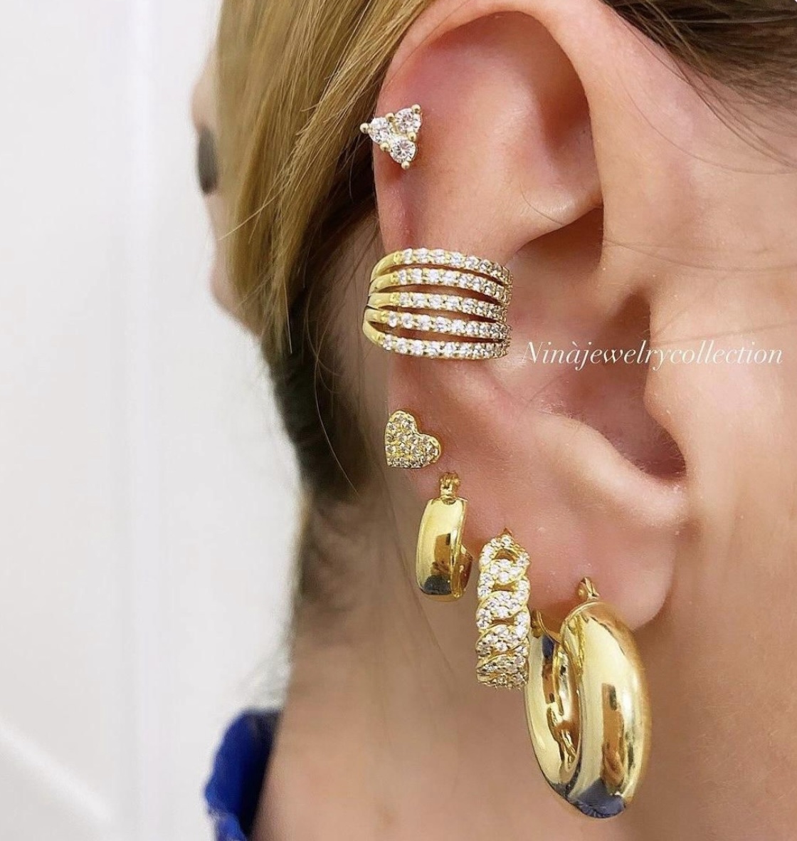 Orecchino ear cuff polsino 5 fasce in zirconi - immagine 2