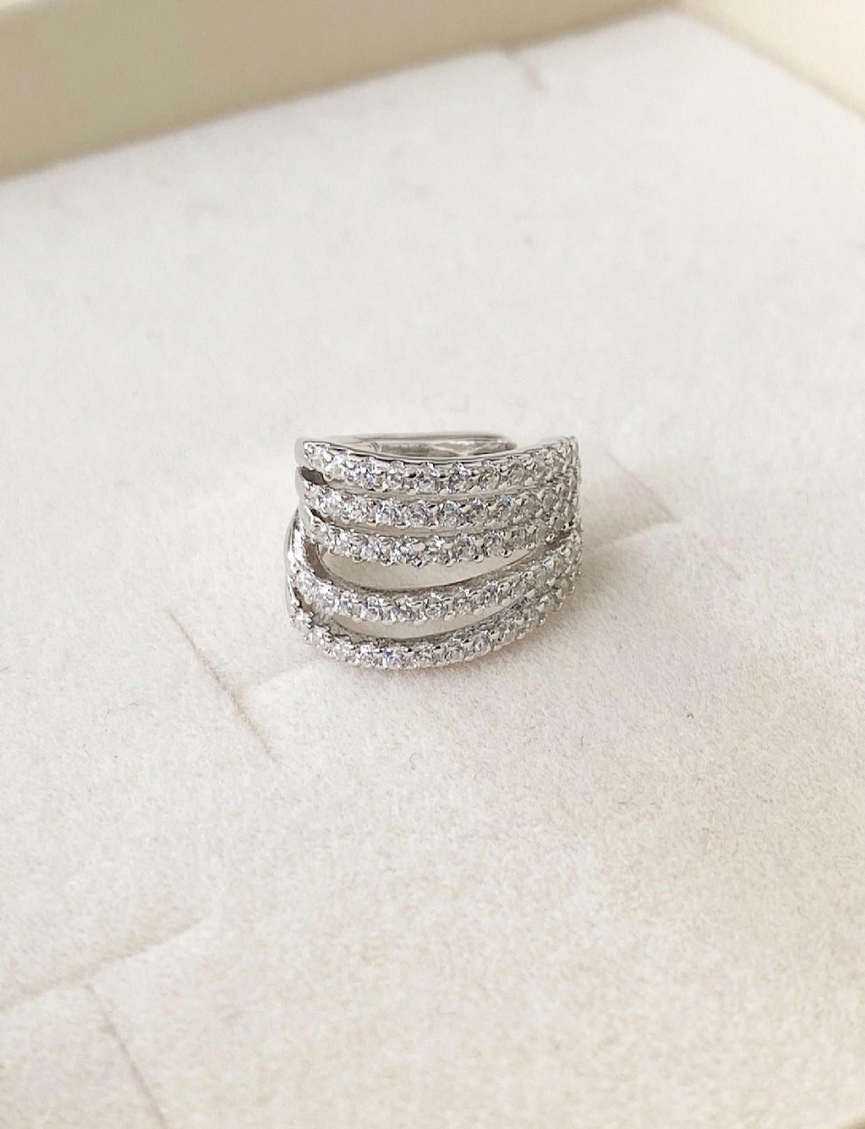 Orecchino ear cuff polsino 5 fasce in zirconi