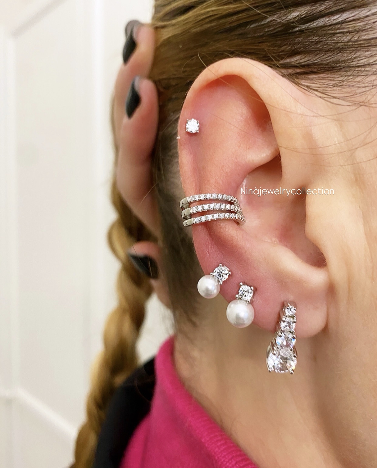 Orecchini coppia perle e zircone small Luisina