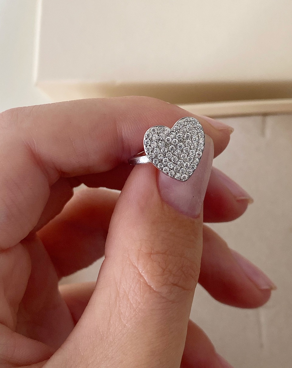 Orecchino ear cuff polsino cuore in zirconi