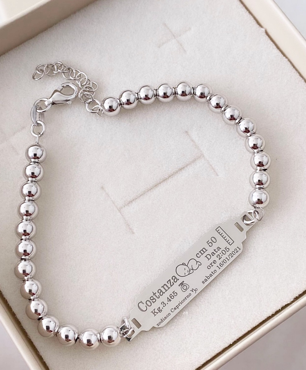 Bracciale targhetta nascita personalizzabile