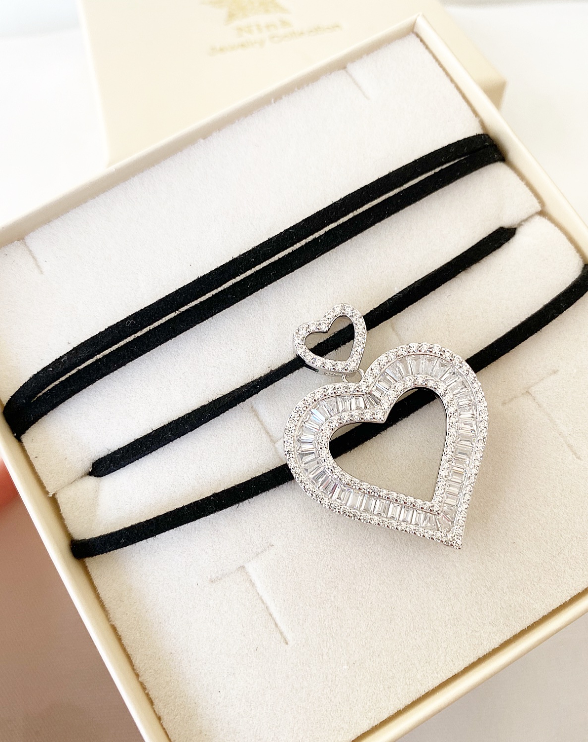 Collana o choker cuore open pavè Ortensia