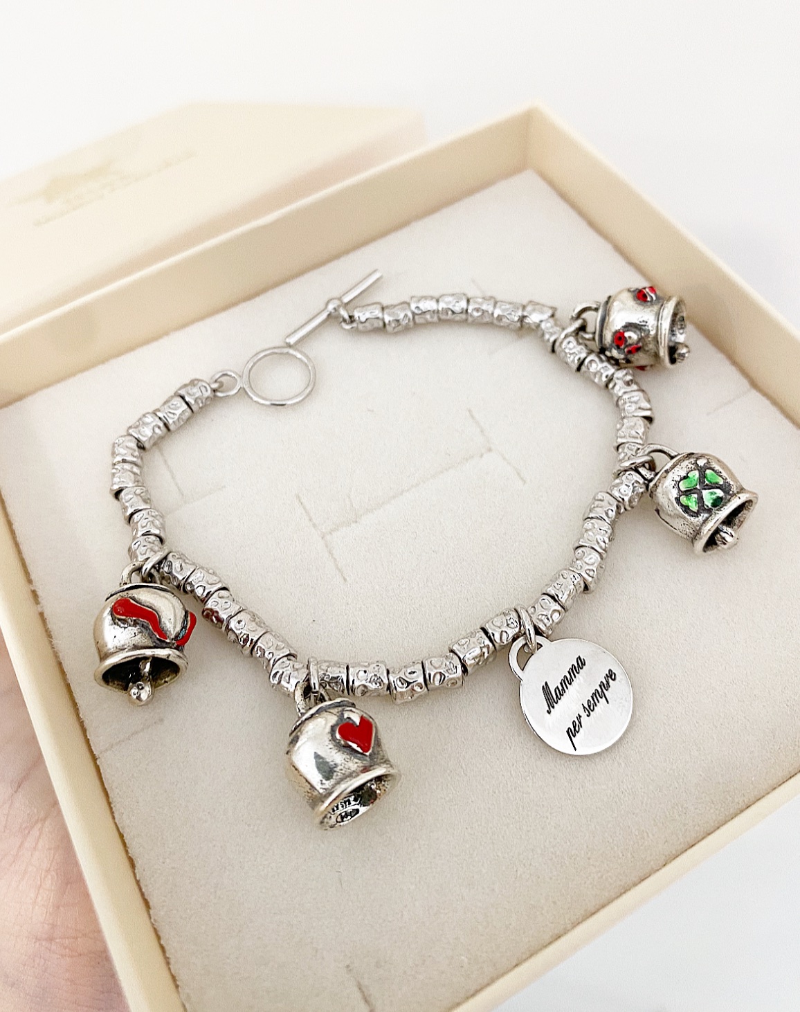 Bracciale pepite grandi personalizzabile e campanelle