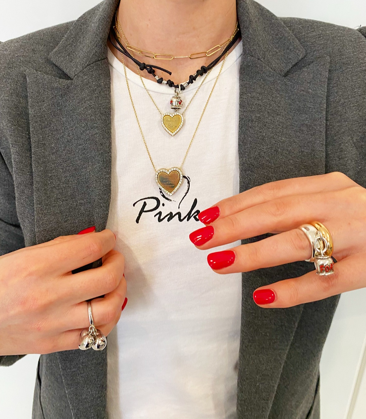 Collana Choker cordino e pepite con campanella a scelta - immagine 2