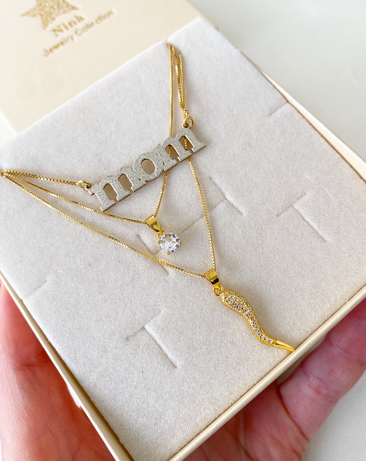 Collana Mom personalizzabile Diamantata - immagine 2
