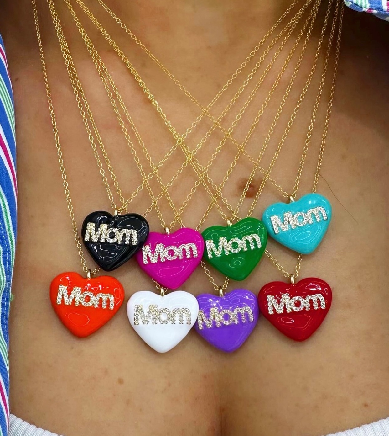 Collana cuore smaltato mom - immagine 3