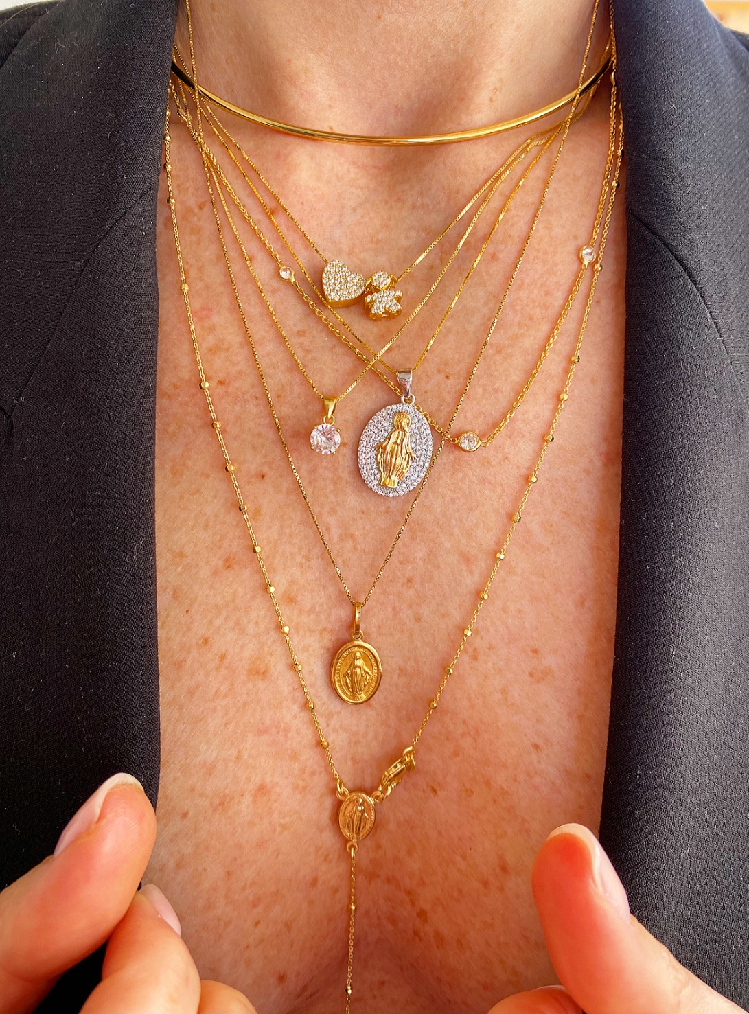 Collana madonnina in zirconi - immagine 7