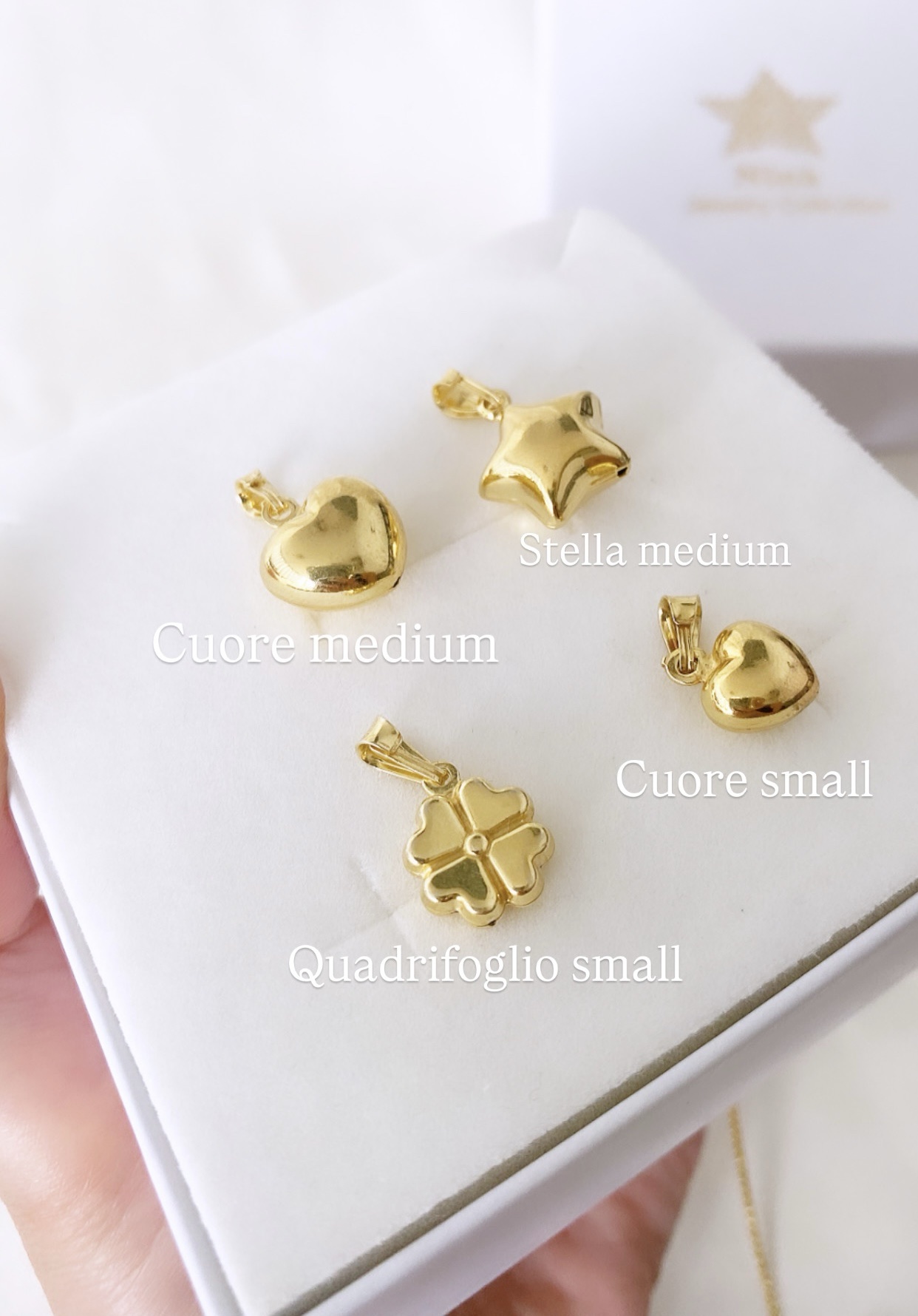 Ciondolo cuore e stella medium o cuore e quadrifoglio small