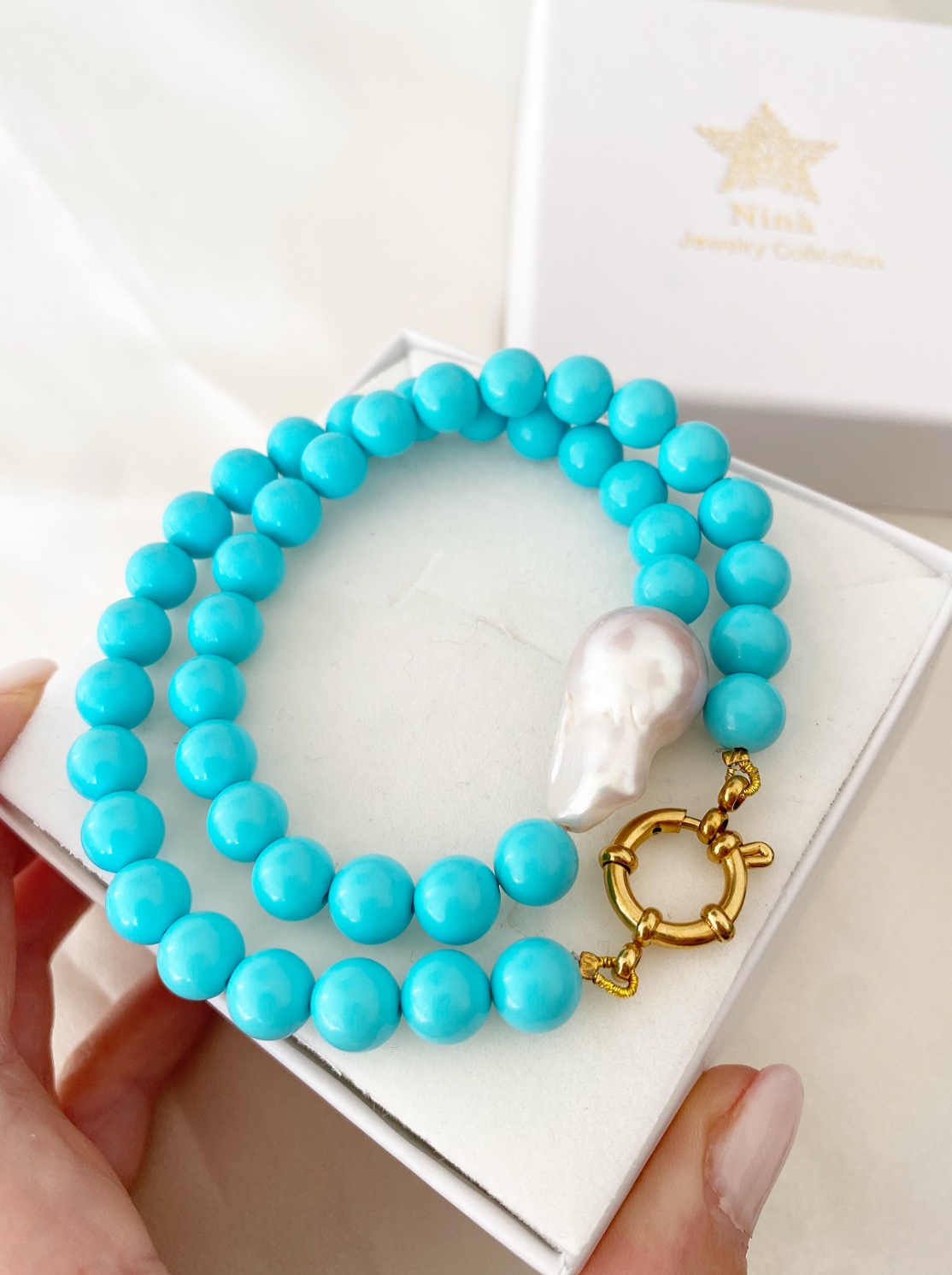 Collana pasta di turchese MEDITERRANEA